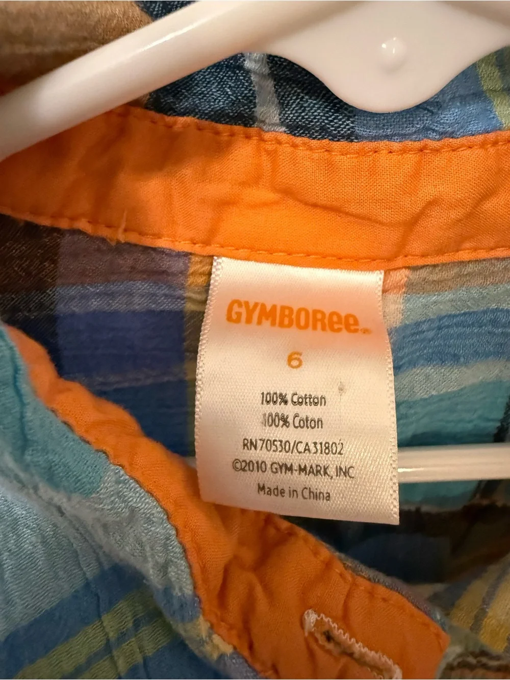 Gymboree Orange, Blue & Teal Plaid Button-Down Shirt